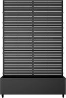 Casaphoria Metal Raised Garden Bed with Trellis and Wheels, 72"x47"x16" Planter Box for Climbing Plants, Vegetables & Vines, Features Drainage Holes and Privacy Screen (Black-Louvered) by GreenHaven Gardens