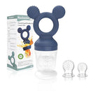 Baby Fruit Feeder, Frozen Teething Toys, Infants Teether Pacifier with 3 Extra Teats, Toddler Eating Essentials, BPA Free Feeding Supplies (Steel Blue) by TinyTreasures Baby Boutique
