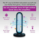 Tower - UV Light Sanitizer & Ultraviolet Lamp with Remote Control (UV-C Cleaner for Home, Room, Office | 38W UVC Disinfection Bulb | Kill Germs, Bacteria, Virus, Dust | USA) by CozyNest Decor