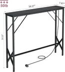 39.4" Console Table, Skinny Entryway Table with Fast-Charging Station, Narrow Long Sofa Table, Behind Slim Couch Table for Entrance, Hallway, Living Room Decor ST-BK100-1 by CozyNest Decor