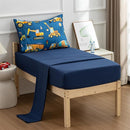 NTBED 4 Pieces Traffic Construction Toddler Bedding Set for Baby Boys,Truck Vehicles Excavator Cars Printed, Includes Comforter, Flat Sheet, Fitted Sheet and Pillowcase,Blue by TinyTreasures Baby Boutique