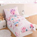 PERFEMET 4 Pieces Girls Toddler Bedding Set Pink Castle Fairy Tales Toddler Comforter Set Reversible Colorful Rainbow Princess Printed Toddler Bed Set with Sheets(Pink, Castle) by TinyTreasures Baby Boutique
