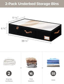 StorageWorks Extra Large Under Bed Storage Containers with Handles and Label Holder, 2 Pack Ultra-thick Fabric Underbed Bins, Closet Organizer for Clothes, Blankets, Sweater by CozyNest Decor