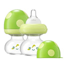 YOHKOH Newborn Glass Baby Bottles with Slow Flow Nipple for 0+ Months, Wide Neck Feeding Bottle, 2.7oz/80ml (Green, 2.7oz (Pack of 2)) by TinyTreasures Baby Boutique