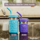 WeeSprout 2-in-1 Drinking Cups for Kids, Durable Stainless Steel Tumbler for Smoothies, Silicone Straws with Stoppers, Premium Plastic Twist Lids, Easy-Grip Sleeves, Set of 4 Dishwasher Safe Kid Cups by TinyTreasures Baby Boutique