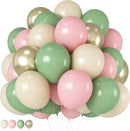 Sage Green Pink Balloons 12 Inch Olive Green Pastel Pink Ivory Metallic Gold Latex Balloon for Boho Baby in Bloom Fairy Floral Wildflower Tea Safari Jungle Baby Shower Birthday Party Decoration by CozyNest Decor