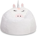 Posh Creations Cute Soft and Comfy Bean Bag Chair for Kids, Large, Animal - White Unicorn by TinyTreasures Baby Boutique