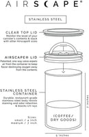 AirScape Planetary Design Stainless Steel Coffee Canister | Food Storage Container | US Patented Inner Plunger Lid REMOVES Excess Oxygen | Don't Buy airtight, Buy AIR-Less | (Medium, Matte Black) by CozyNest Decor