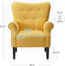 BELLEZE Modern Accent Chair, High Back Armchair, Upholstered Wingback Side Chair, Padded Single Sofa with Wooden Legs for Living Room, Bedroom - Citrine Yellow by CozyNest Decor