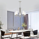 BONLICHT 5 Lights Traditional Chandelier Brushed Nickel Kitchen Island Dining Room Lighting Fixtures Hanging Seeded Glass Pendant Light Modern Flush Mount Ceiling Light for Living Room Bedroom Foyer by CozyNest Decor