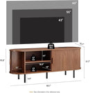 TV Stand with Power Outlet, Mid-Century Modern Television Stand, Media Console with Sliding Doors, Entertainment Center for TVs up to 60 Inch, Adjustable Shelves, Walnut by CozyNest Decor