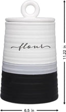 Young's Inc. 4 Pcs Set Rustic Modern Ceramic Canisters- Storage Container for Kitchen and Bathroom - Beautiful Home Decor Accent to Store Food, Coffee, Tea, and More - Black, White by CozyNest Decor