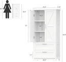 50.4" H Bathroom Storage Cabinet, Modern Floor Cabinet with Adjustable Shelf, Small Pantry with 2 Doors & Drawers, Storage Cabinet for Bathroom, Living Room, Kitchen, White KES007WCWG by CozyNest Decor