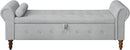 Storage Ottoman Bench for Bedroom, 63" End of Bed Bench with Rolled Arms Upholstered Ottoman Bench Fit for Bedroom, Living Room, Entryway, Velvet Light Gray by CozyNest Decor