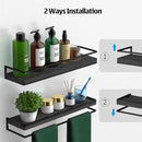 Meangood Floating Shelves Wall Mounted Set of 2, Rustic Wood Wall Storage Shelves for Bedroom,Living Room,Bathroom, Kitchen (Black) by CozyNest Decor