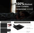 Black Linen Blackout Curtains 120 Inches Long 2 Panels Burg for Living Room Back Tab Pleated Thermal Cold Heat Sun Blocking Extra Long Drapes Black Out Blinds Shades for Bedroom Windows 52x120 Length by CozyNest Decor
