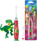Brush‑Baby - KidzSonic Dinosaur Kids Electric Toothbrush for Ages 3+ with Disco LED Lights, Gentle Sonic Vibrations, 2-Minute Smart Timer & 30‑Second Pulse Reminders – AAA Battery Included by TinyTreasures Baby Boutique