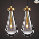 Raindrop Pendant Lights Set of 2, Brass Pendant Lights Kitchen Island, Gold Island Light for Kitchen Dining Room Light Fixture, Chandelier for Living Room Bedroom Bathroom, Bulb Included by CozyNest Decor
