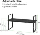 Expandable Cabinet Organizer Shelf, Stackable Shelf Riser for Small Kitchen Pantry Desk Cupboard Tabletop Countertop Home Office, Heavy Duty, Black Small 1 Pack by CozyNest Decor