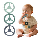 3 Pack Baby Teething Toys 3-6 Months, Silicone Ring Teethers for Babies 6-12 Months, Freezer Safe Chew Toy with Textured Grip for Boys Girls Teething Relief, Infant Easter Gift (Mint Green Blue) by TinyTreasures Baby Boutique
