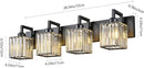 Modern Crystal Bathroom Vanity Light 4-Lights Black Modern Crystal Wall Lamp Bathroom Modern Crystal Vanity Lighting by CozyNest Decor