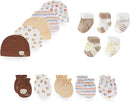 15 Pack Unisex New Born Boy Girls Hats Mittens Socks Sets Cotton Soft Infant Accessory 0-6 Months Baby Essentials by TinyTreasures Baby Boutique