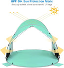 WolfWise UPF 50+ Easy Pop Up 3 Person Beach Tent Sport Umbrella Instant Sun Shelter Tent Sun Shade Canopy, Mint Green by TinyTreasures Baby Boutique