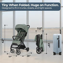Inglesina Quid³ Stroller, Planet Green - Compact Reclining Travel Stroller for Baby & Toddler 0-55 lbs, One Hand fold, Car seat Compatible, Airplane Overhead, Lightweight, Foldable, XL UPF 50+ Canopy by TinyTreasures Baby Boutique