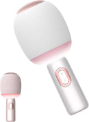 Wireless Bluetooth karaoke Microphone, 5-in-1 Portable Handheld Microphone for iPhone, Karaoke Microfono with Dynamic Lights for Car / Home Party, Music Record, Duet Singing Mic for Kids Adults-White by TinyTreasures Baby Boutique