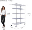 48"x24"x72" Prime Heavy Duty Chrome 5-Tier Steel Wire Shelving NSF 4000 LBS MAX Capacity Storage Rack for Commercial, School, Home, Garage, Warehouse, Industrial, and Hospital Uses (with Wheels) by CozyNest Decor