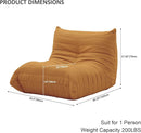 Luxury Sofa Couch Chair, Lazy Floor Seating, Fireside Bean Bag Chair, Ergonomic Tatami Sofa Lounger for Living Room, Bedroom, Office, Single Seat, Brown by CozyNest Decor