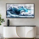 PHAOHUAXM Large Canvas Blue Wave Paintings Wall Art For Living Room Wall Decoration For Bedroom Ocean Wall Pictures Printing Office Decorations Posters Modern Home Decor Black Framed 30x60 In by CozyNest Decor