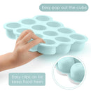 Samuelworld Baby Breast Milk and Food Storage Container, 12 Portions x 2.5oz, Stackable Food Grade Silicone Tray with Clip-On Hard Lid for Homemade Purees, Vegetables & Fruits - Teal by TinyTreasures Baby Boutique