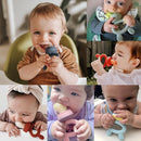 Haakaa Baby Fruit Food Feeder & Mini Freezer Nibble Tray Combo, Breastmilk Popsicle Molds for Baby Cooling Relief, BPA Free Silicone Feeder for Safe Infant Self Feeding, 4 Month+ (Sky Blue) by TinyTreasures Baby Boutique