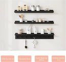 MBYD Floating Shelves for Wall, Nursery Floating Bookshelf for Kids Room, Black Wall Mount Book Shelves with Hooks for Living Room Bedroom Bathroom, 36 Inch Picture Ledge Kitchen Spice Rack Set of 3 by CozyNest Decor