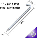 Moose Supply Steel Tent Stakes Heavy Duty Ground Stake, Metal Stakes to Anchor Commercial Inflatables, Outdoor Camping Canopy, Fence, Garden Tent Accessories, 1" Diameter x 18" Length, 10 Pack by CozyNest Decor