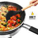 Silicone Cooking Utensils Set - 446°F Heat Resistant Silicone Kitchen Utensils for Cooking,Kitchen Utensil Spatula Set w Wooden Handles and Holder, BPA FREE Gadgets for Non-Stick Cookware (Black) by CozyNest Decor