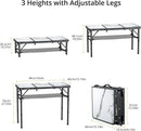 Folding Camping Table, Aluminum Small Folding Table 3 Adjustable Height Max 27.5", Portable Table with Carry Handle, Lightweight, for Outdoor Indoor Travel Camping Picnic BBQ, 34.6" x 15.7" by GreenHaven Gardens