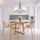 BONLICHT 5 Lights Traditional Chandelier Brushed Nickel Kitchen Island Dining Room Lighting Fixtures Hanging Seeded Glass Pendant Light Modern Flush Mount Ceiling Light for Living Room Bedroom Foyer by CozyNest Decor