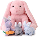 5 Pieces Rabbit Stuffed Animals for Girls,1 Mommy Rabbit with 4 Babies,Plush Bunny Stuffed Toy Gifts for Kids Children 3 4 5 6 7 8 9 Years,Soft Stuffed Bunny for Christmas,Birthday,Party Decorations by TinyTreasures Baby Boutique