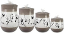 Young's Inc. 4 Pcs Set Botanical Ceramic Canisters- Storage Container for Kitchen and Bathroom - Beautiful Home Decor Accent to Store Food, Coffee, Tea, and More - Brown, White by CozyNest Decor