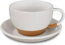 Mora Ceramic Latte Art Mug With Saucer - 10.5 oz, Round Bottom For Perfect Pours - Cafe Cups for Cappuccino, Espresso, Coffee, Tea etc - Porcelain Set for Baristas, Great Gift - Vanilla White by CozyNest Decor