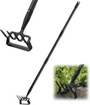Hoe Garden Tools, 37-49 Inch Gardening Tools for Weeding, Stirrup Hoe Long Handle for Yard Weed Puller, Scuffle Hula Adjustable Weeding Loop Hoe for Lawn, Vegetable, Soil, Planting Black by GreenHaven Gardens