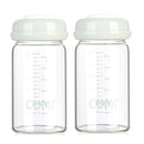 COMI Wide Neck Glass Breastmilk Collection n Storage Bottle, 6oz with Screw Ring Sealing Disk; Re-markable Sealing Disc. BPA Free, Fits Breast Pumps & Nipples (2 Pack Gray Lids) by TinyTreasures Baby Boutique