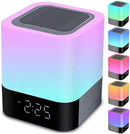 Night Lights Bluetooth Speaker, Alarm Clock Touch Sensor Dimmable Multi-Color Changing Bedside Lamp, MP3 Player, Wireless by TinyTreasures Baby Boutique