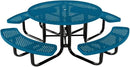 Coated Outdoor Furniture Heavy-Duty Portable Outdoor Kids Table with Umbrella Hole, Punched Steel Kids Picnic Table, Commercial-Grade, Made in America (46 In, Round, Childrens, Light Blue) by GreenHaven Gardens