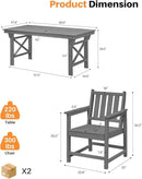 7 Pieces HDPE Outdoor Dining Set, Patio Dining Set with Umbrella Hole, All Weather Outdoor Dining Table Sets for 6, HDPE Patio Furniture Sets for Deck, Backyard, Lawn, and Poolside, Smoke Gray by CozyNest Decor