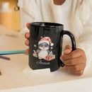 Customized Christmas Themed Black Cup, Personalized Cute Xmas Penguin Mug With Name, Gift For Christmas, Custom Animal Wearing Santa Hat Design Cup, Christmas Animal Coffee Mug 11oz 15oz by CozyNest Decor