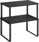SONGMICS Cabinet Organizer Shelf, Set of 2 Kitchen Counter Shelves, Kitchen Storage, Spice Rack, Stackable, Expandable, Metal and Engineered Wood, Ink Black and Charcoal Black UKCS02B01 by CozyNest Decor