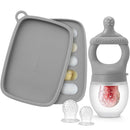 SAMiGO Baby Food Fruit Feeder and Breastmilk Popsicle Mold Set, Silicone Fruit Teether, Food Feeder Pacifier for Teething Relief, Freezer Tray, Baby Feeding Essentials, 4 Months+ by TinyTreasures Baby Boutique
